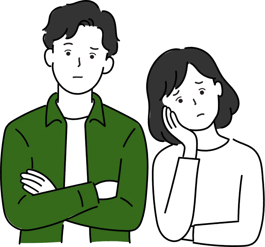 困っている様子の農家の男女