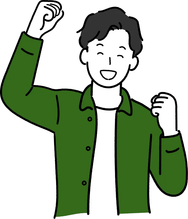 ガッツポーズをする男性のイラスト