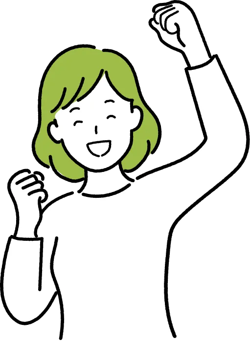 ガッツポーズをする女性のイラスト